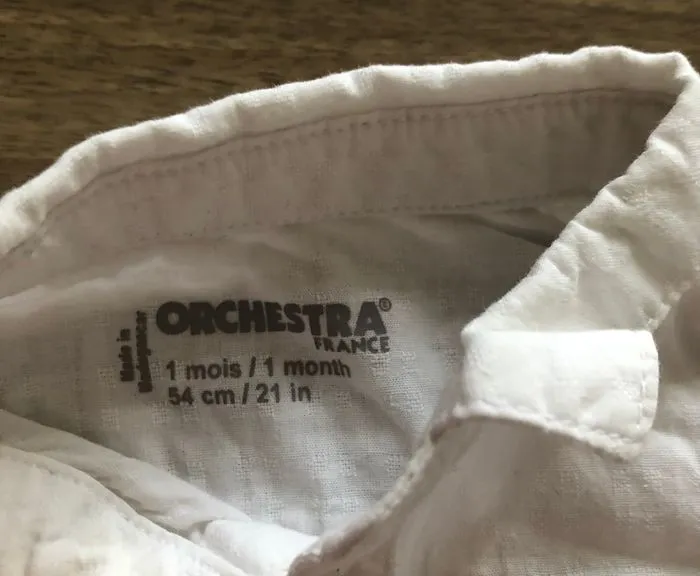Chemise bébé - Orchestra - 1 mois  | Beebs