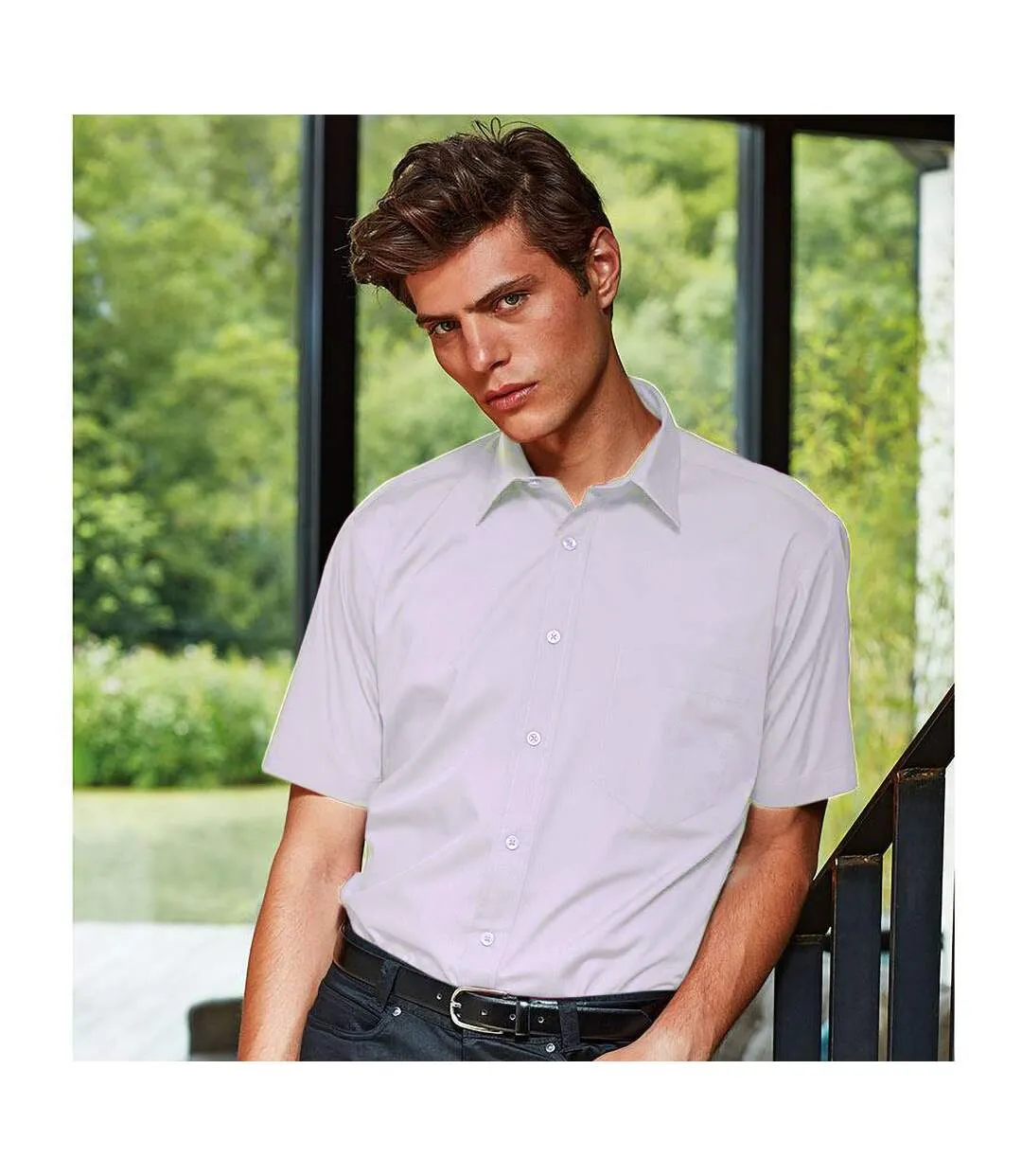 Chemise à manches courtes homme rose Premier