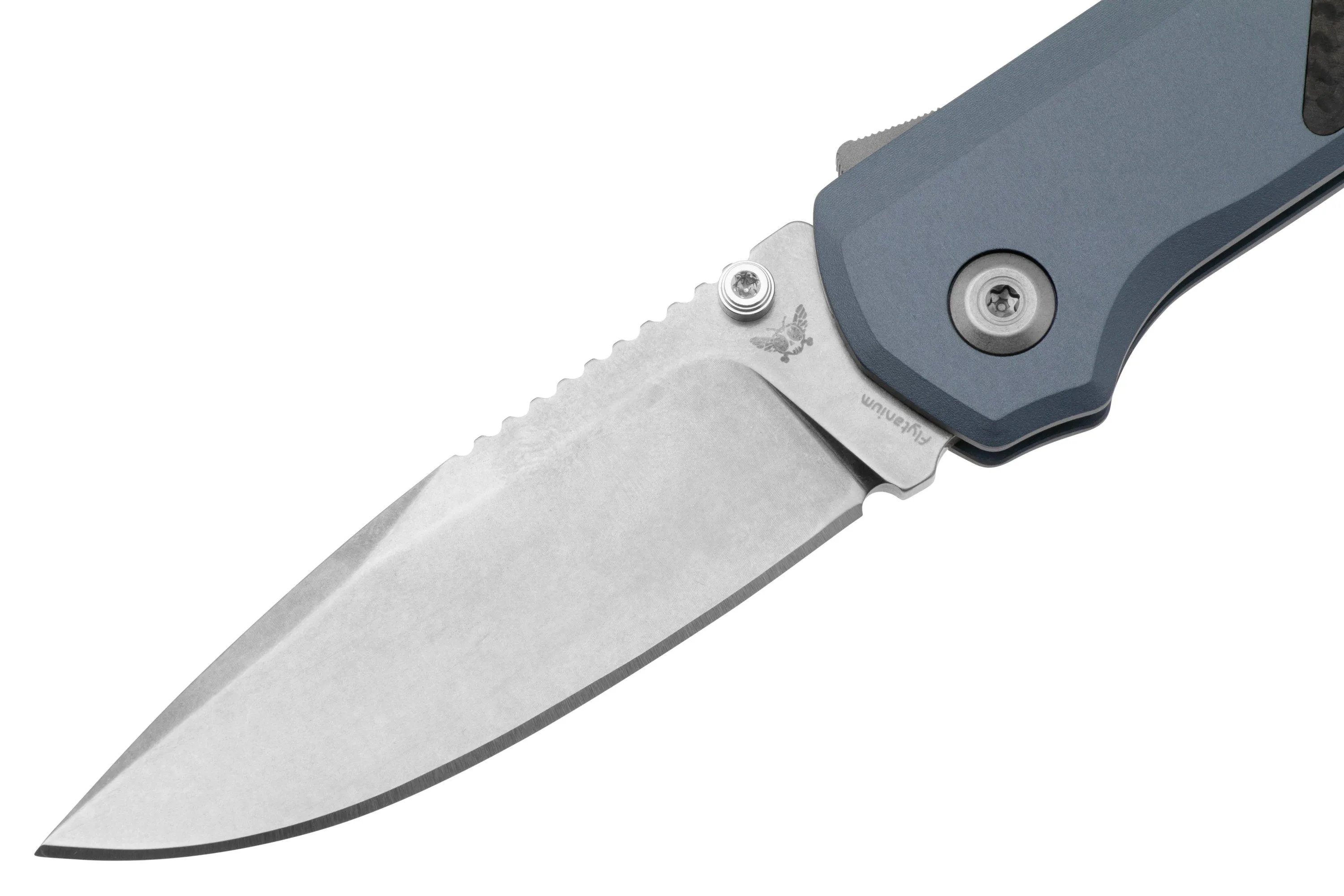 Flytanium Arcade Shark-Lock 1307 Stonewashed, Blue Aluminum Carbon Inlay, couteau de poche