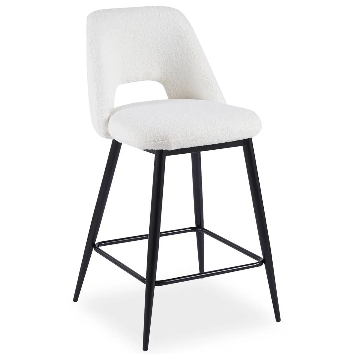 Lot de 2 chaises de bar Ecuador Métal Noir et Tissu bouclette Créme | 3 Suisses