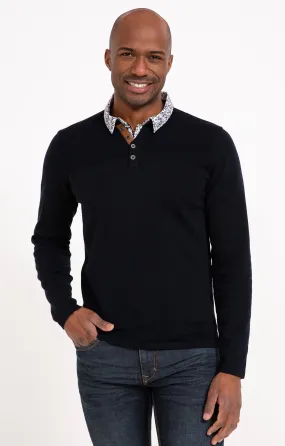 Pull col tunisien avec chemise - 22,49 €